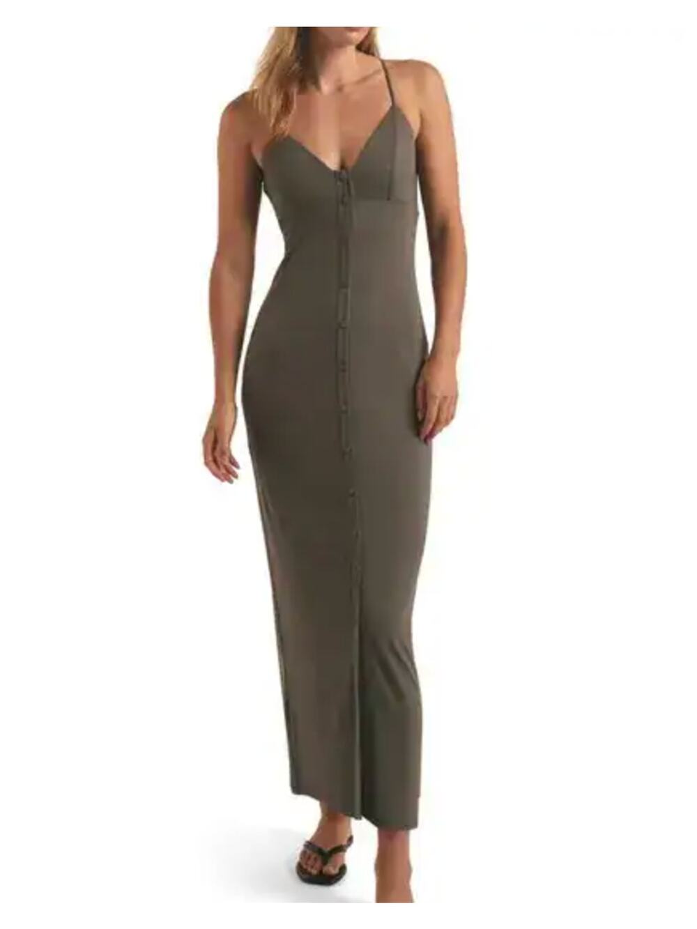 Favorite Daughter Into You Dress Kalamata Taupe Slip Midi S NWT
